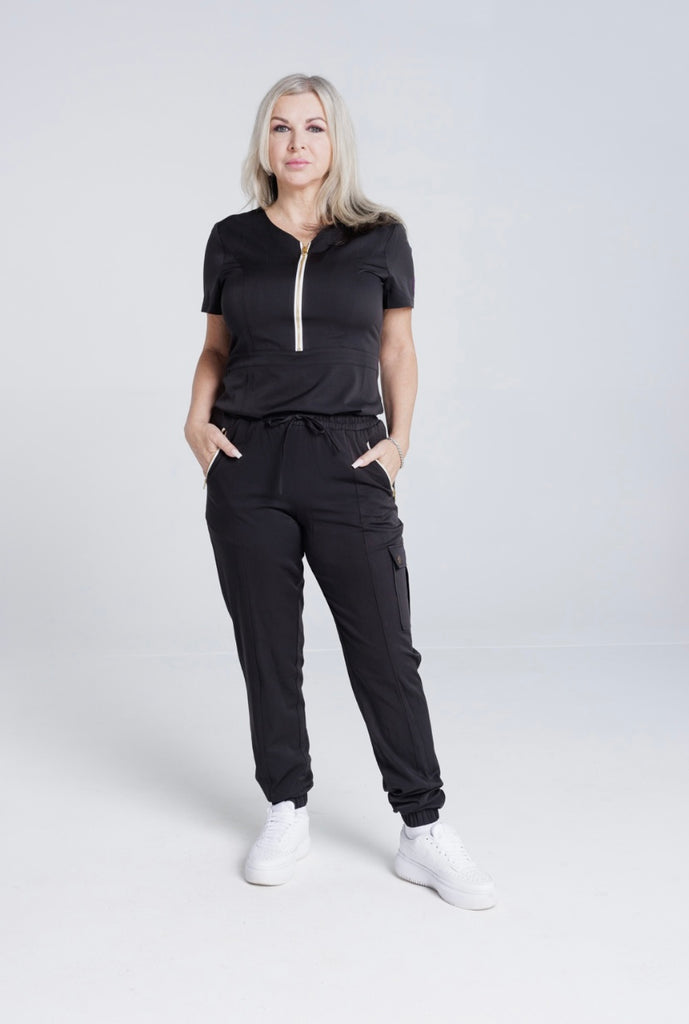 Soft, Silky , Comfortable Sets for Work, Play, or on the Go.  Unique Zipper Design! Plenty of Pockets! Jogger Style!